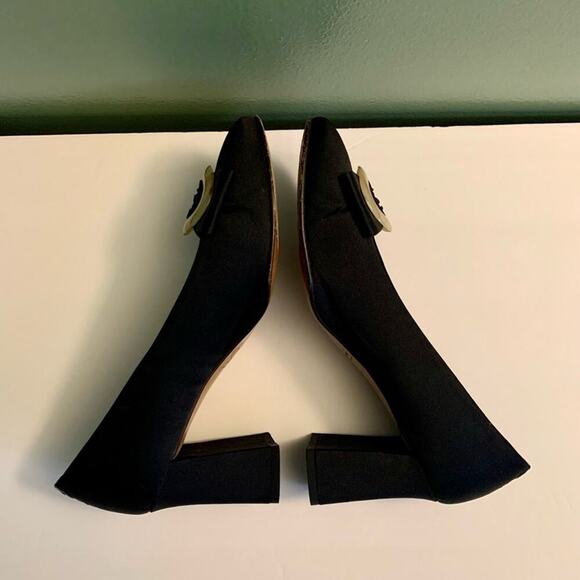 Vintage Jaime Mascaro Black Satin Bow Pumps Heels Size 7.5 - Picture 4 of 8